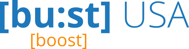BUST logo blue